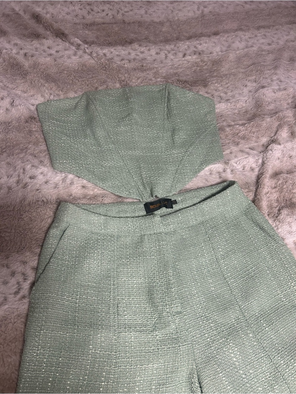 Sage Tweed High-Waist Women's Pant set